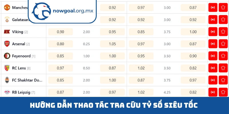 Hướng dẫn thao tác tra cứu tỷ số siêu tốc