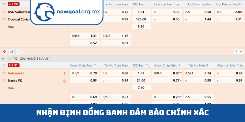 Nhận định đồng banh đảm bảo chính xác